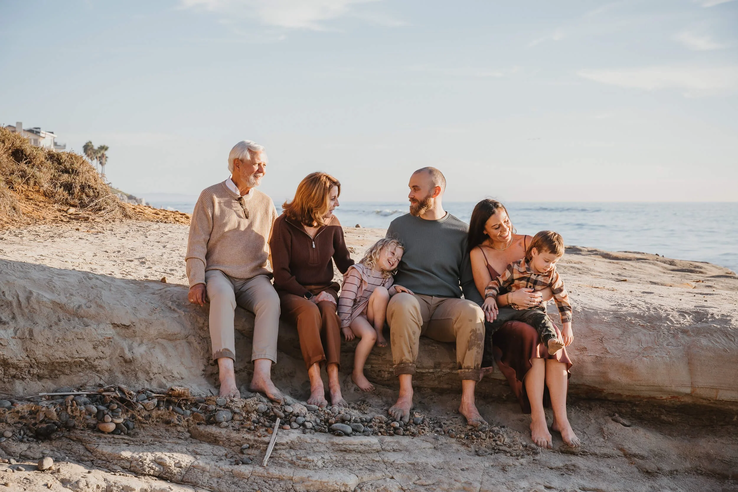 Multi generational beach family photography session in Carlsbad, California