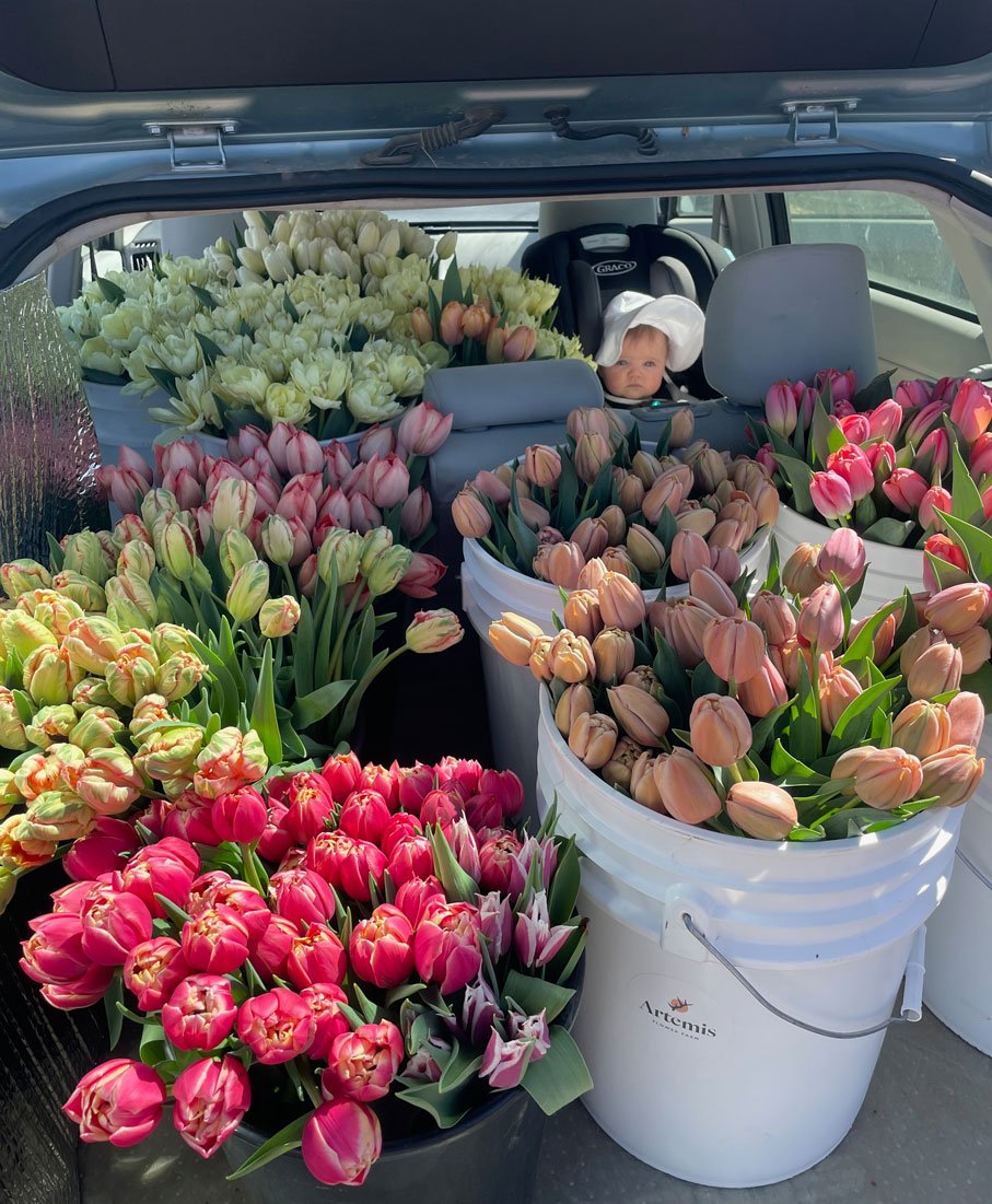 Margot's first flower delivery