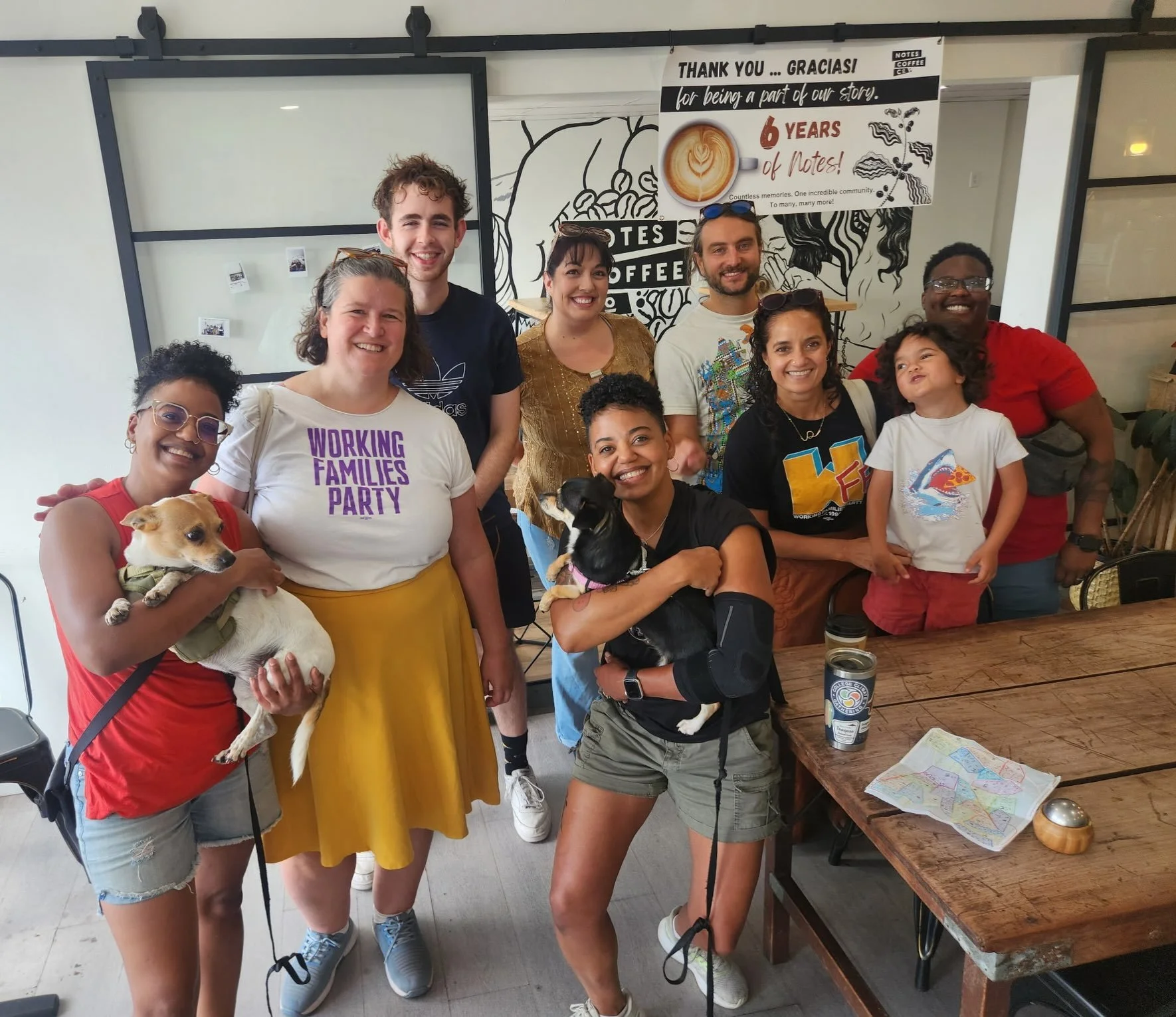 We have 3 days to go! Yesterday, we had some phenomenal coffee and breakfast at @notescoffeeco with our friends at @riwfp and @reclaimri before heading out to talk with our neighbors about voting in the Democratic primary!

🗳️ Don&rsquo;t forget to 