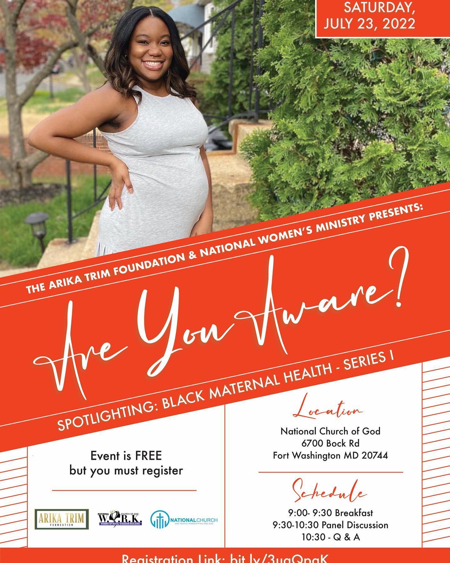 We are so excited to host our first event on the 23rd of this month! We will be talking about Black Maternal Health during and what the goals of our foundation are. One of our main initiatives is to bring awareness to the disparities that exist in ma