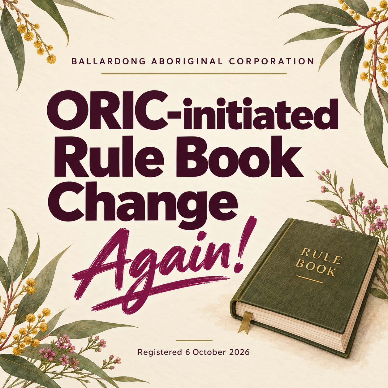 ANOTHER ORIC-initiated Rule Book Change