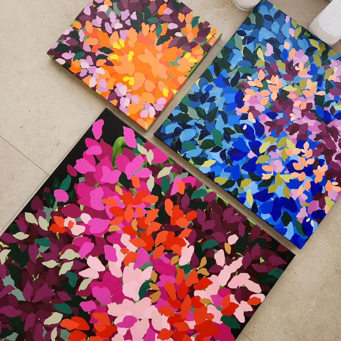 These three paintings are currently getting photographed so I can turn them into prints, which I'm so excited about! The process has taken a bit of time, as I learn about the endless stock options, sizing, pricing, shipping etc.

The originals will b