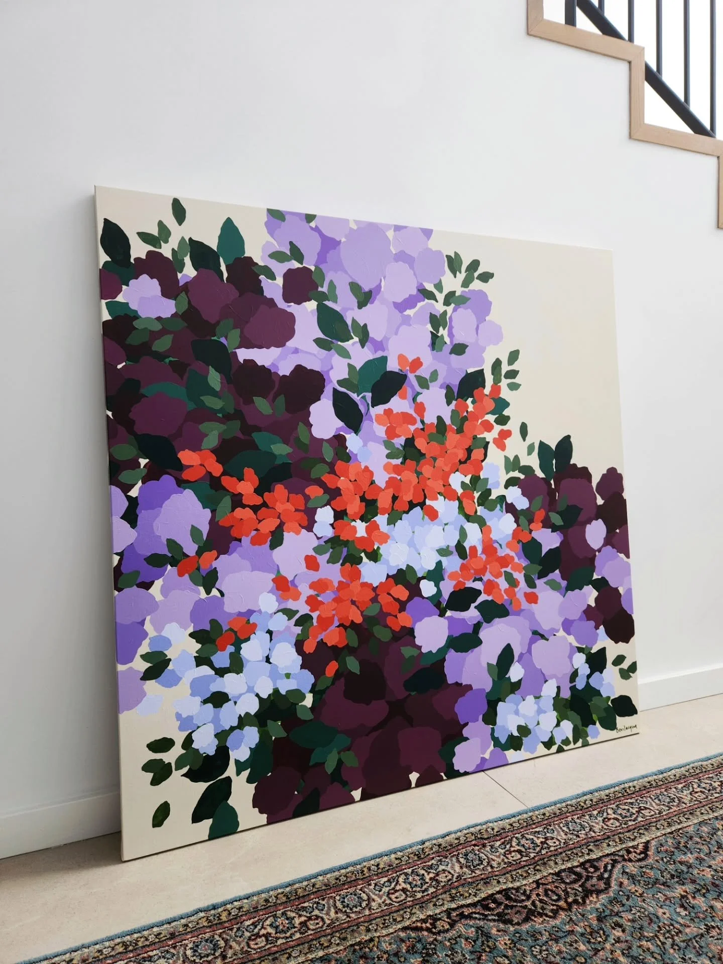 She's finished and off to be framed! I debated painting the background black, but when I expanded the colours further and built up layers, it was so bright, beautiful, and full that I couldn't change anything.

I love this piece, but I am yet to name