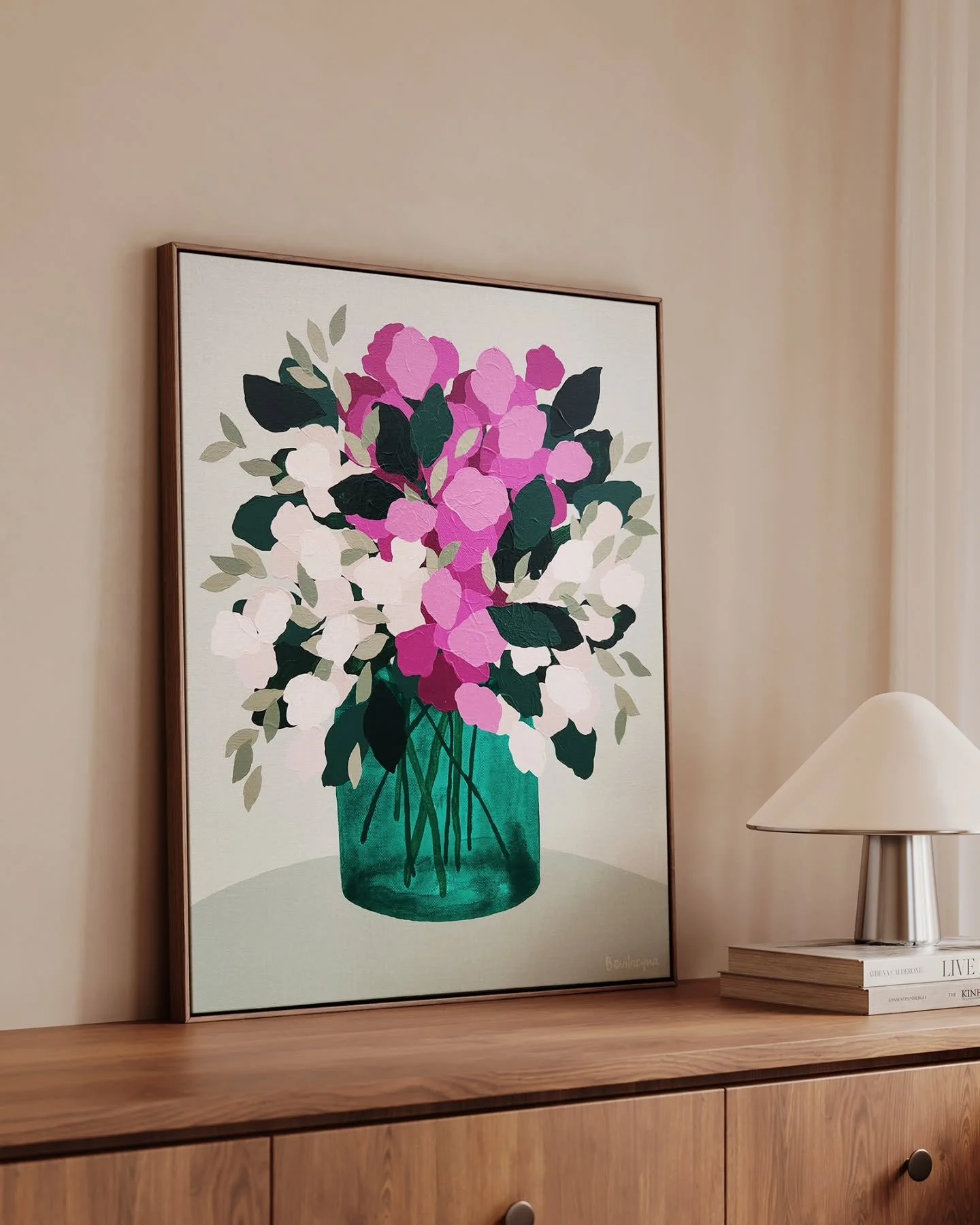 ECHOES OF CALM 🍃 For a long time I wondered how I could incorporate a vase to my loose floral style - would it need stems (I don't paint stems), would the vase need to be solid, would that look unbalanced?? I tested a few ideas and then just dived i