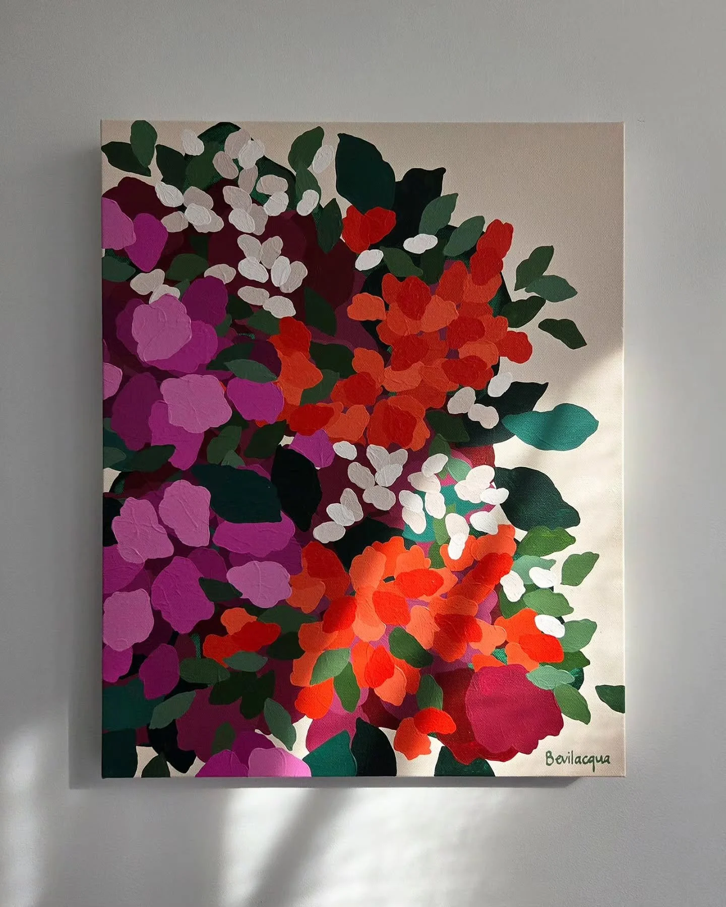 YOU BY MY SIDE 🌹 I've got a deep love for vermilion and magenta together. The touch of white just makes this painting feel like the ever classic floral arrangement of roses with baby's breath.

I'll have four original paintings available at the Bris