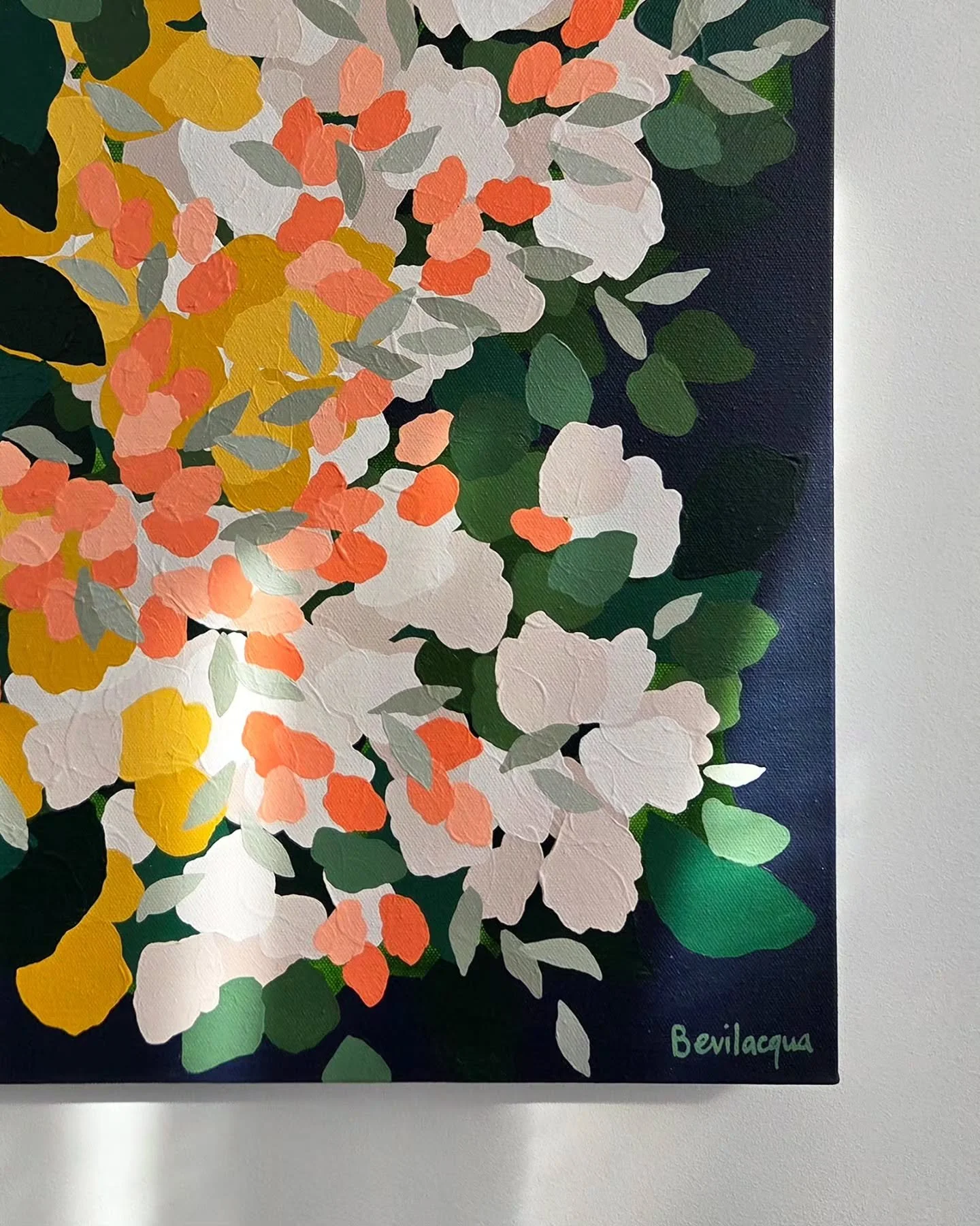 DUSK 💛 This painting started with the intention of being just whites and greens.. but who am I kidding!? It needed colour, warmth, depth and softness. This particular piece embodies dusk - the daylight has almost gone, it's starting to get dark, but