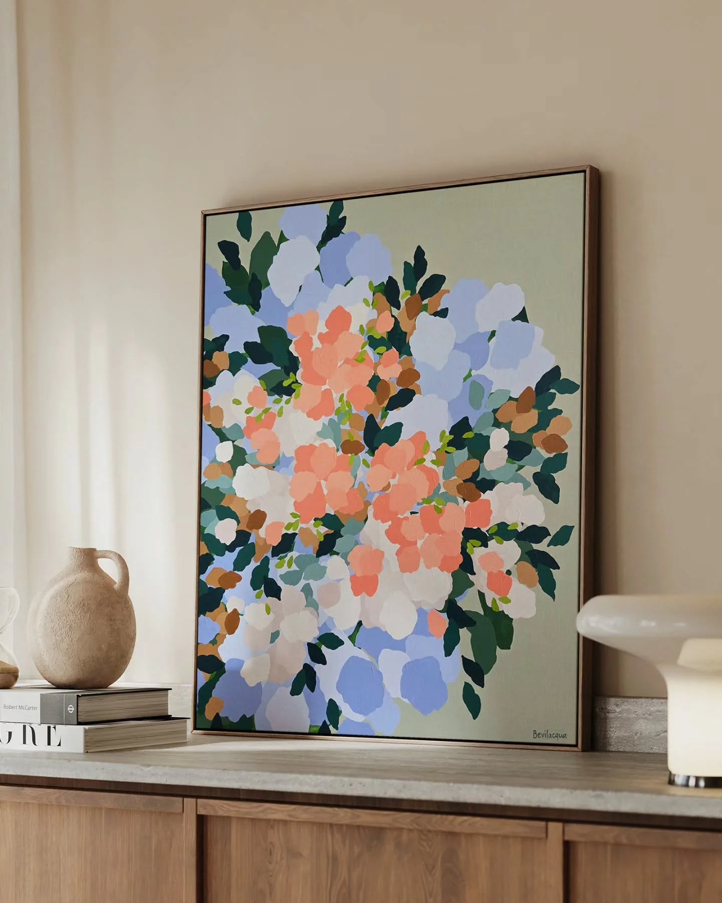 PASSING OF TIME 〰️ A soft burst of pastel petals on canvas. This subtle palette with a hint of bright will complement a bedroom so beautifully 🤍

This is one of four original paintings available at the Brisbane @affordableartfairau with @jumbledonli