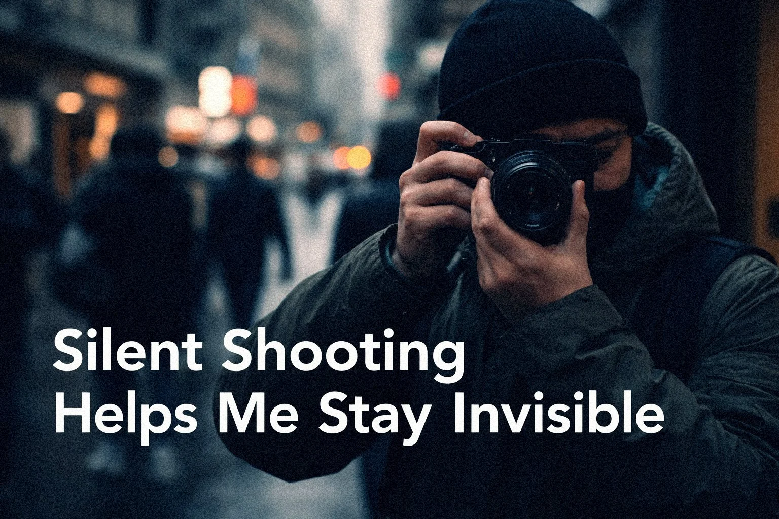 Silent Shooting Helps Me Stay Invisible: A street photographer taking a picture of us.