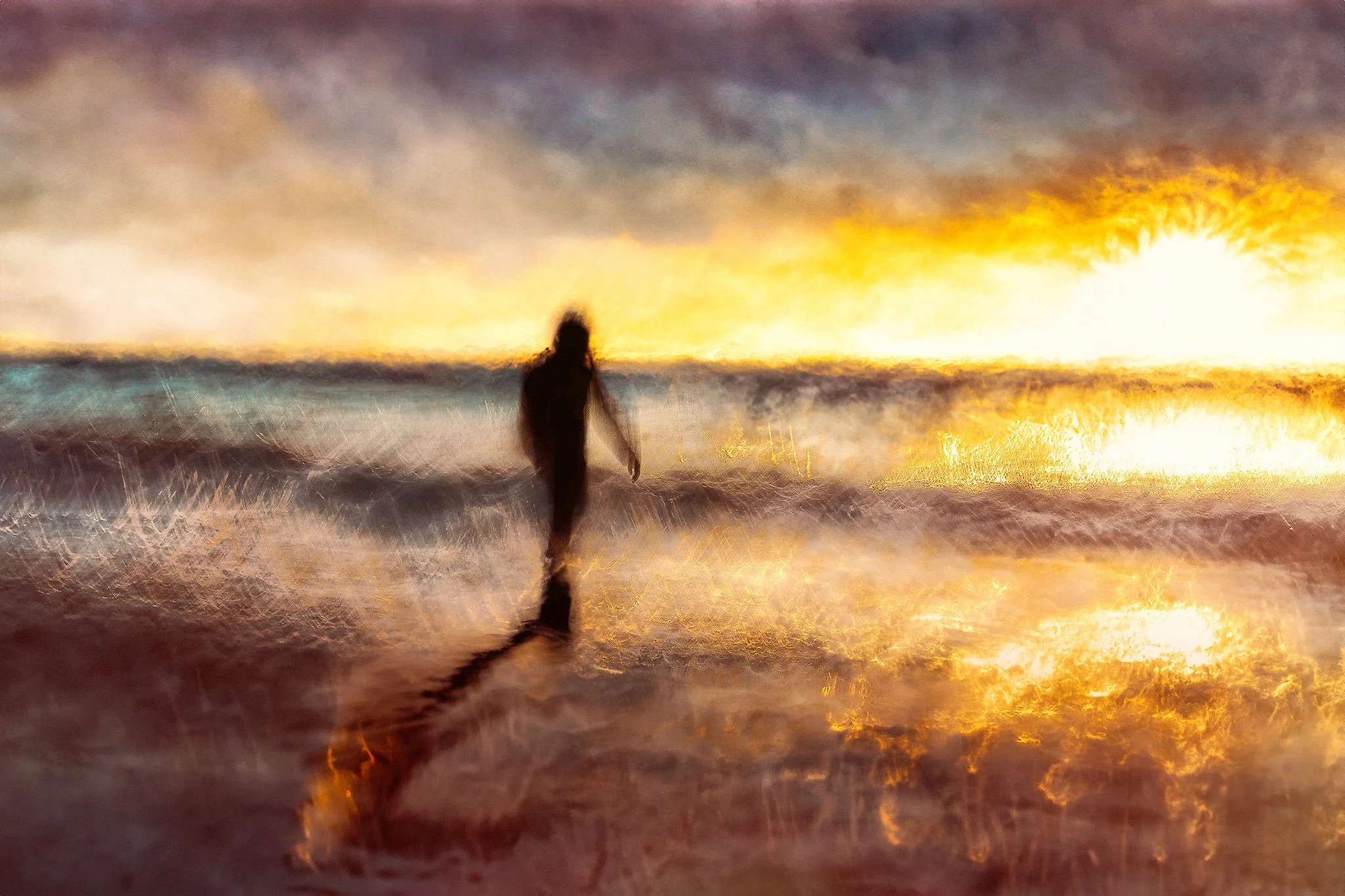 An ICM image of a man at Juhu Beach in Mumbai.