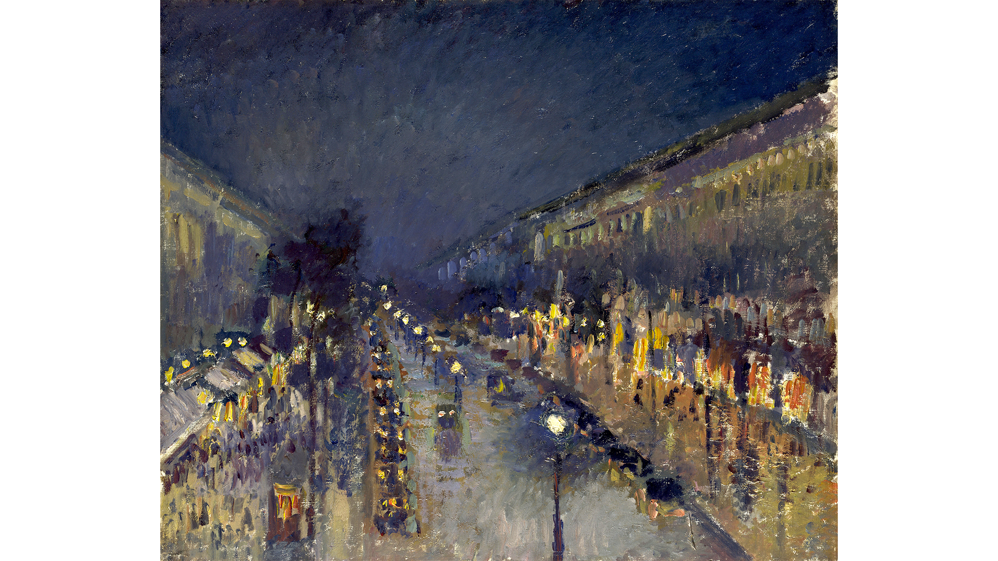 The Boulevard Montmartre at Night (1897) by Camille Pissarro.