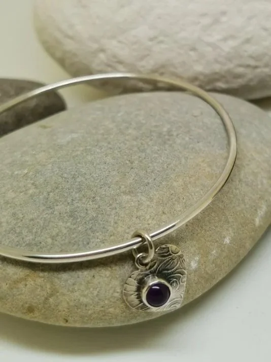 Amethyst charm on bangle