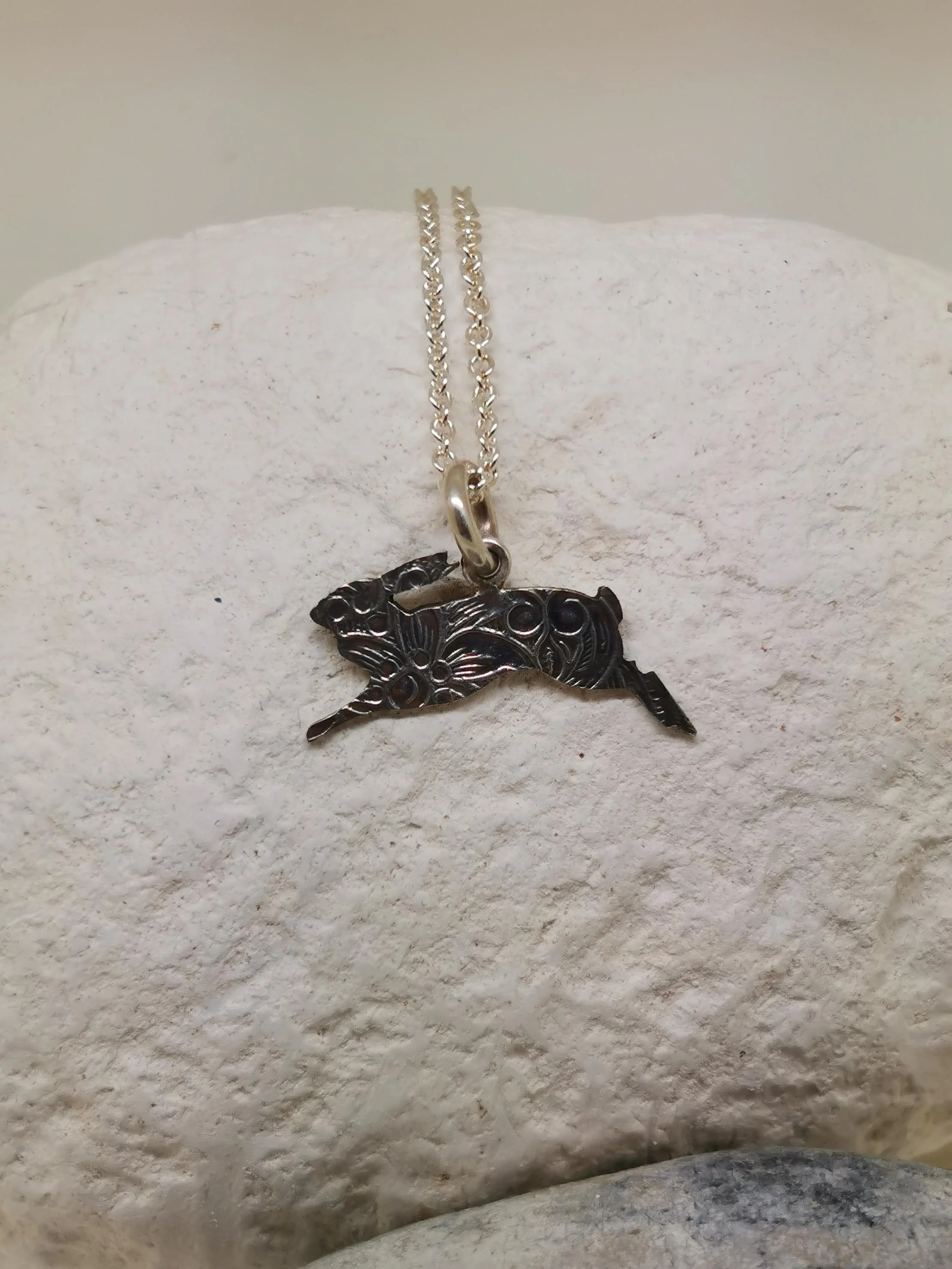 Leaping hare charm pendant
