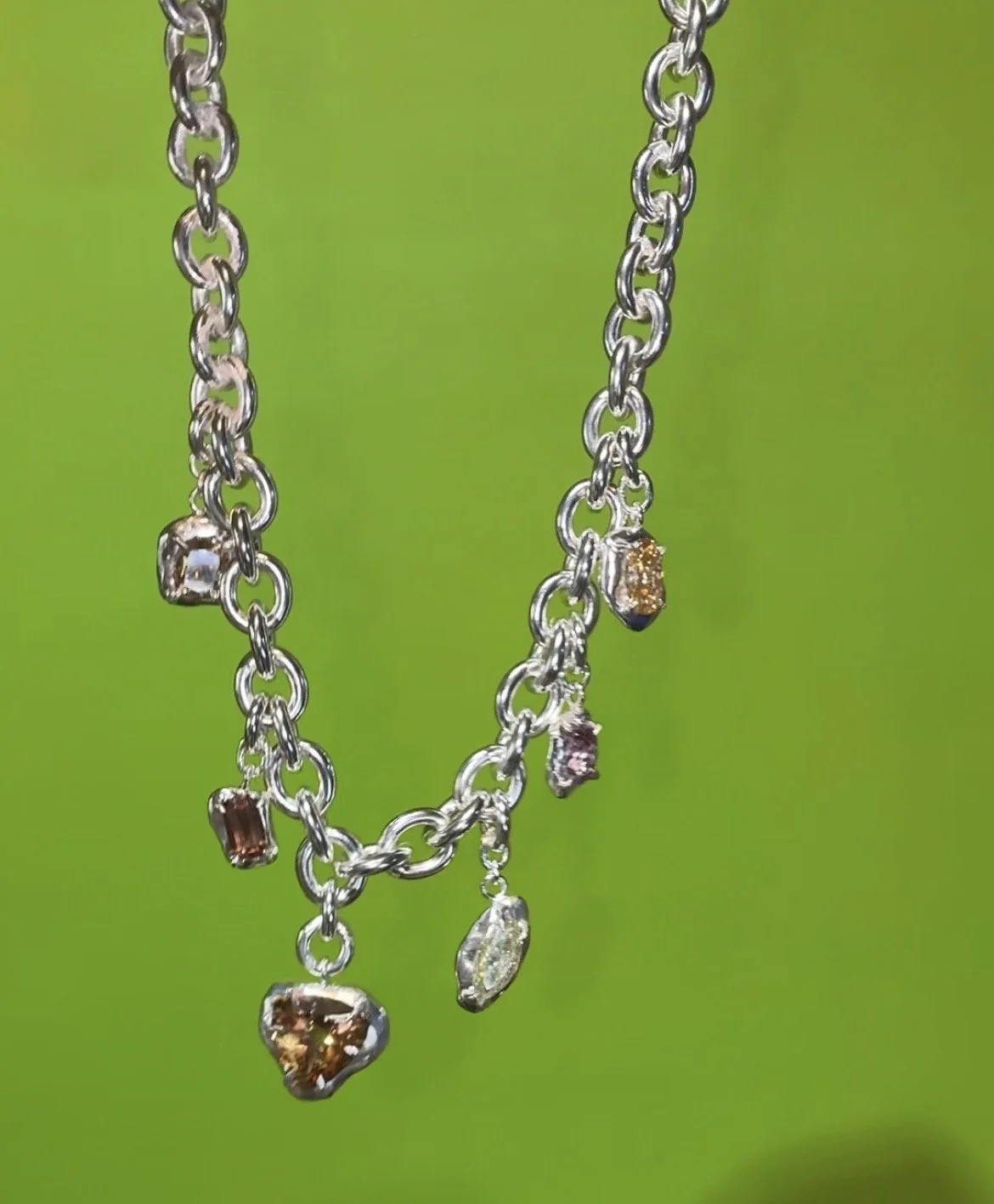 Necklace of Jupiter - a sterling silver necklace with brown gemstones in a chunky style