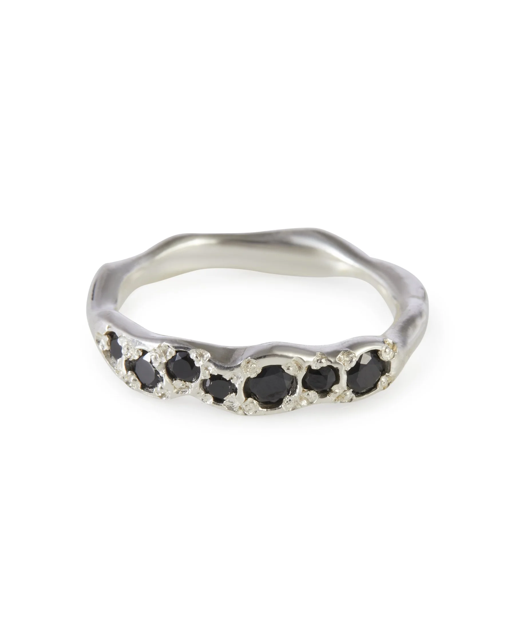 Punk Colne Ring in sterling silver with black spinel gemstone.