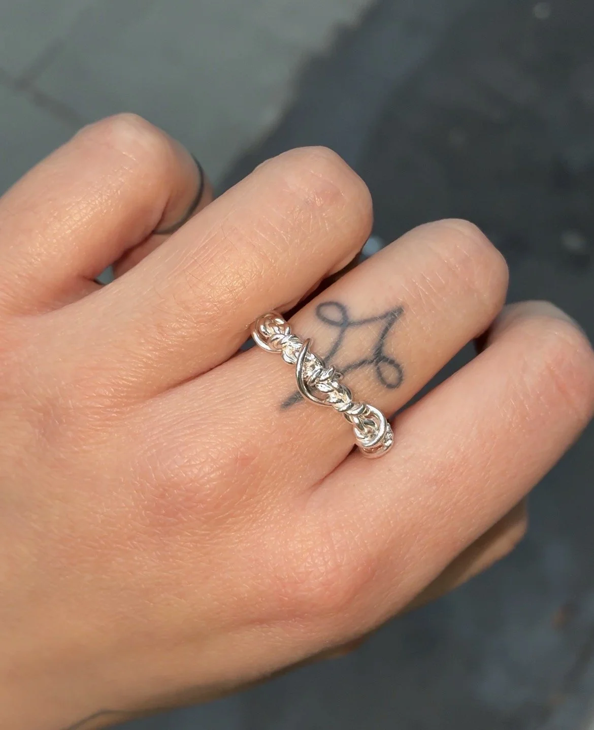 A rope ring on a hand