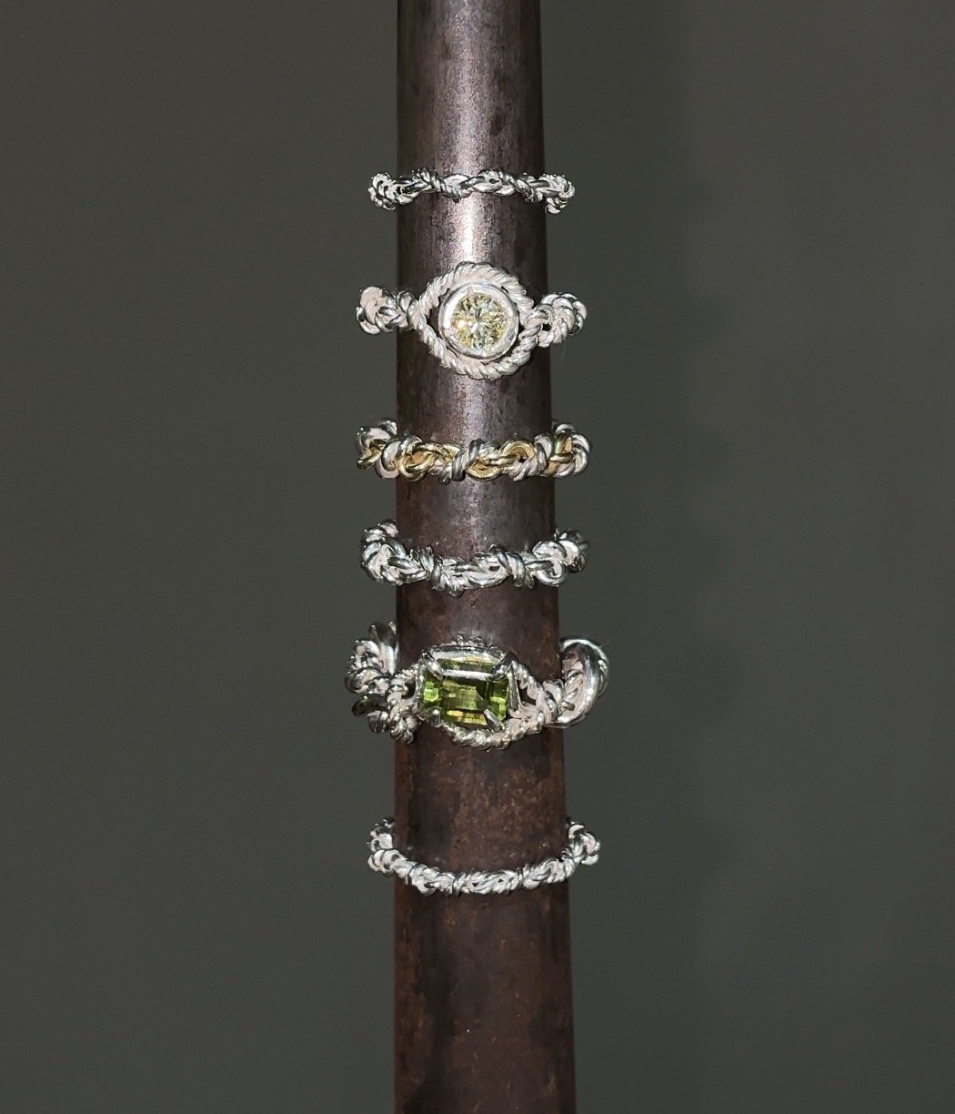rope rings stacked on a triblet