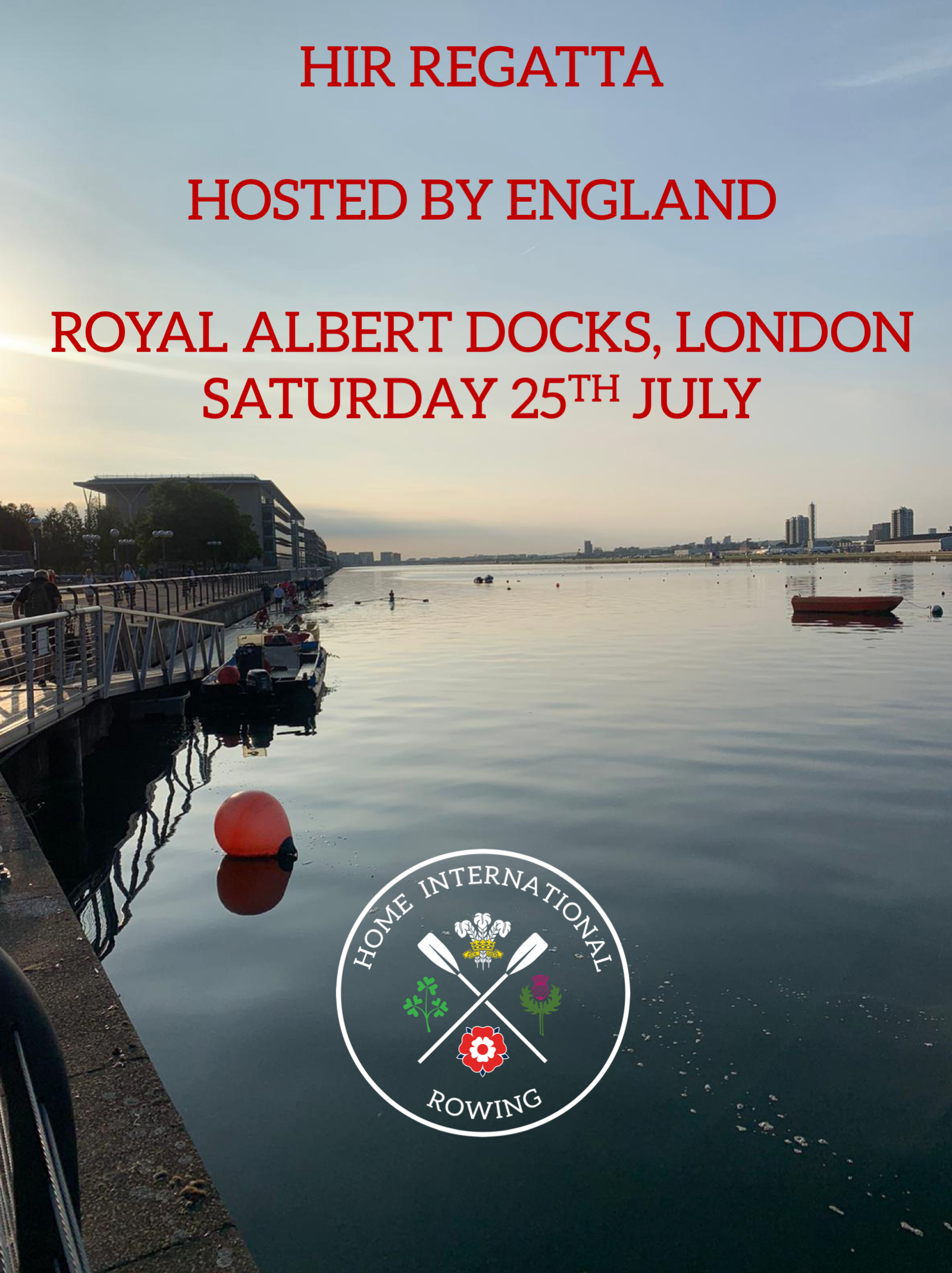 Image of the course of Royal Albert Dock early in the morning.