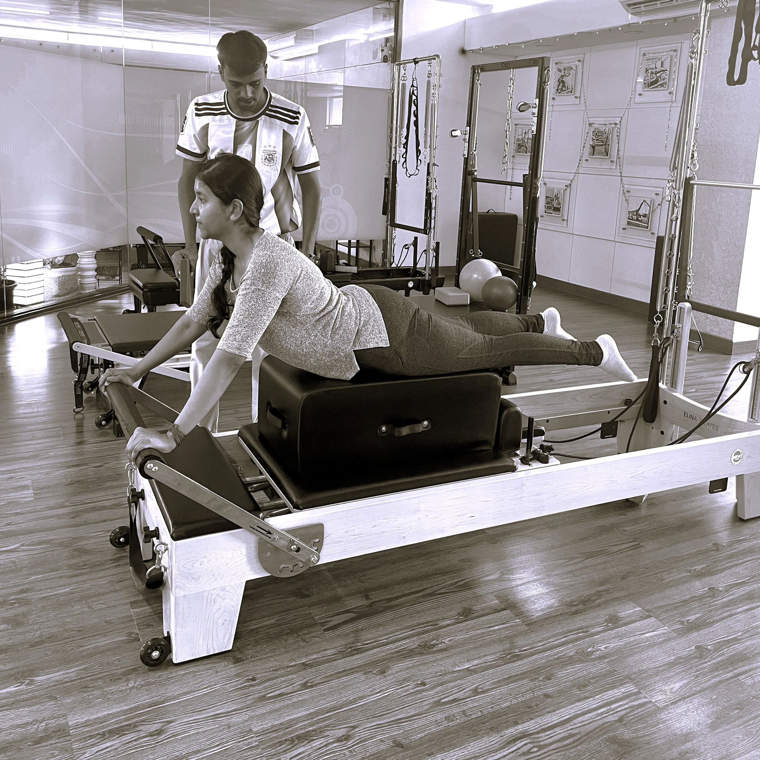 Personal training session on the Pilates reformer