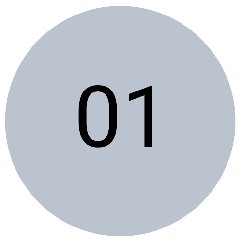 Gray circle with the number 01 in the center.