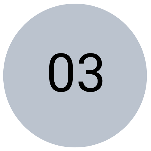 Gray circle with the number 03 in black