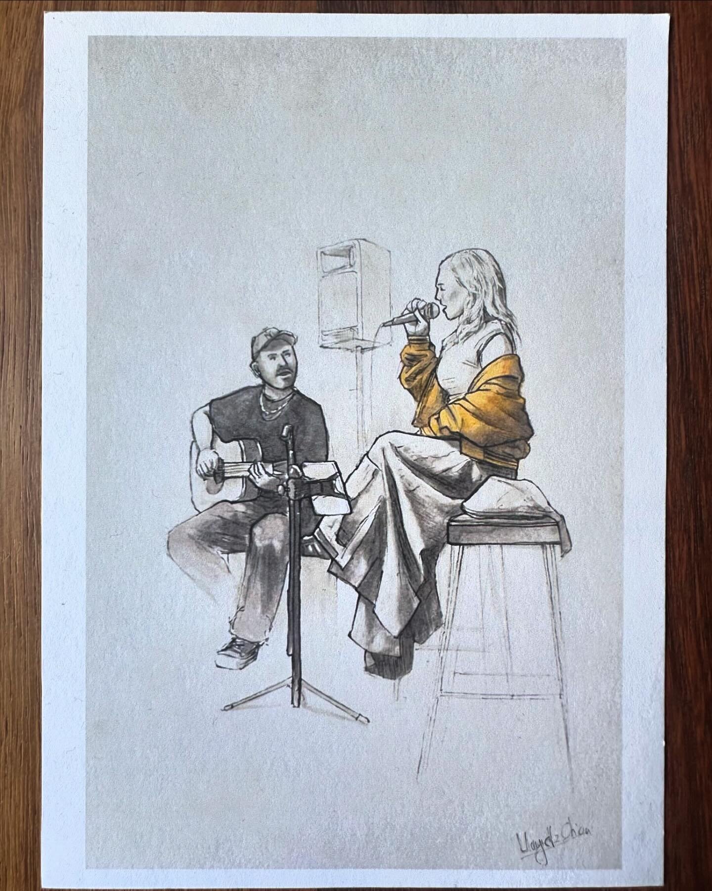 We&rsquo;re back at Lustre this Sunday
@laurenlivemusic and @diego_music_art playing tunes from 5pm at @lustrebarmelbourne 

This picture was drawn by the very talented @lloyd.z.chioa on a Sunday at the bar. What a special gift!