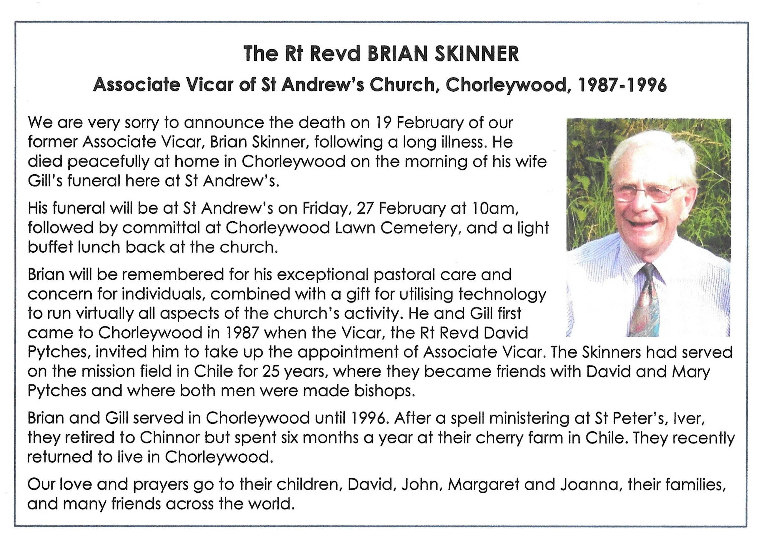 brian skinner death announcement