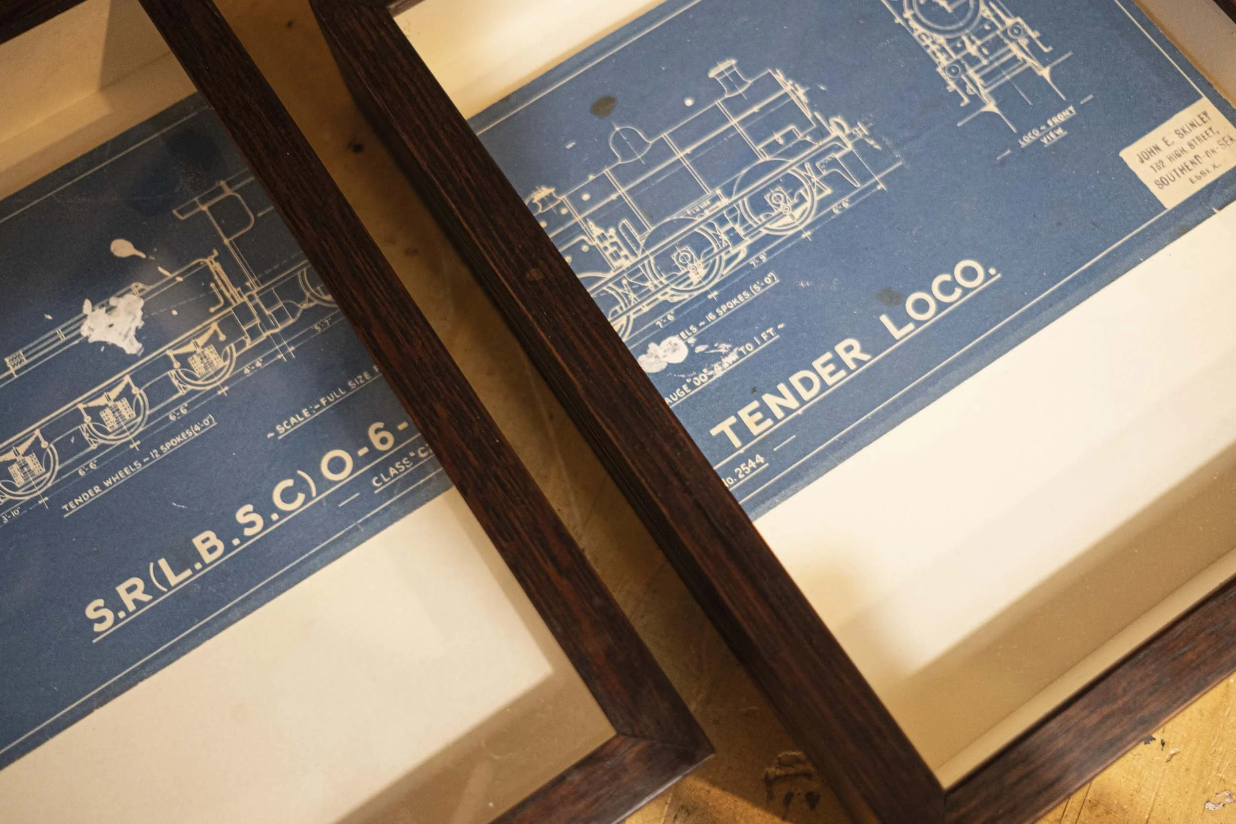 two blueprints framed in dark wood 04.jpg
