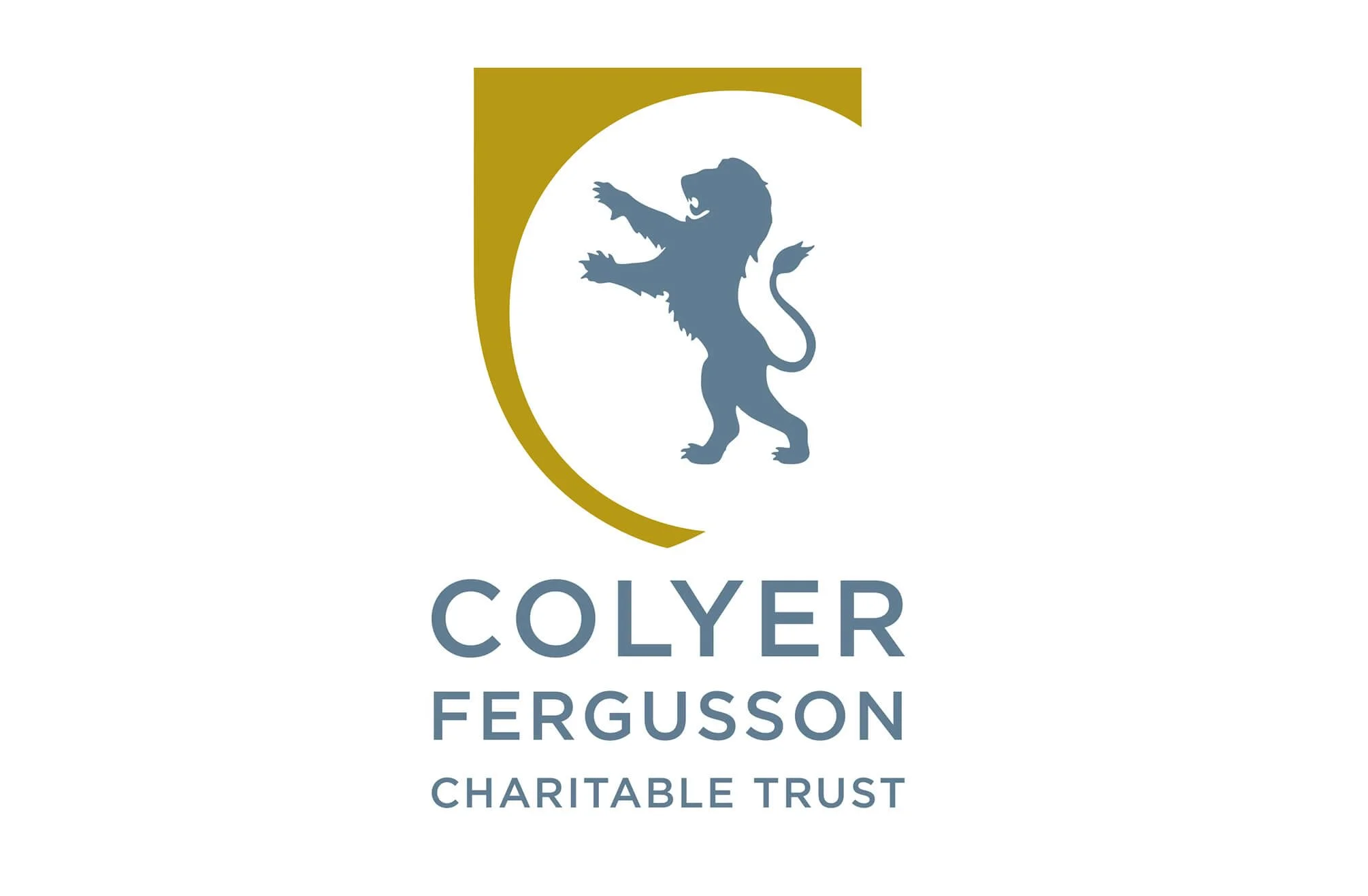 Logo of the Colyer Fergusson Charitable Trust featuring a stylized lion silhouette within a gold and white letter 'C' and the organization's name below.