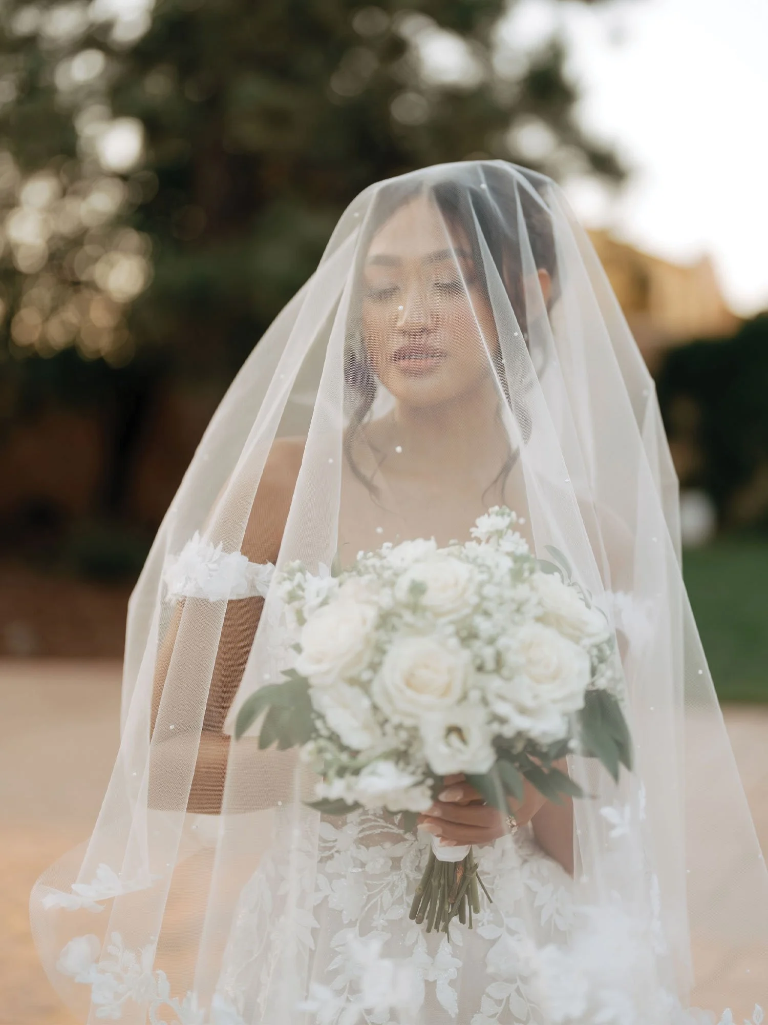 Soft glam bridal makeup with neutral tones