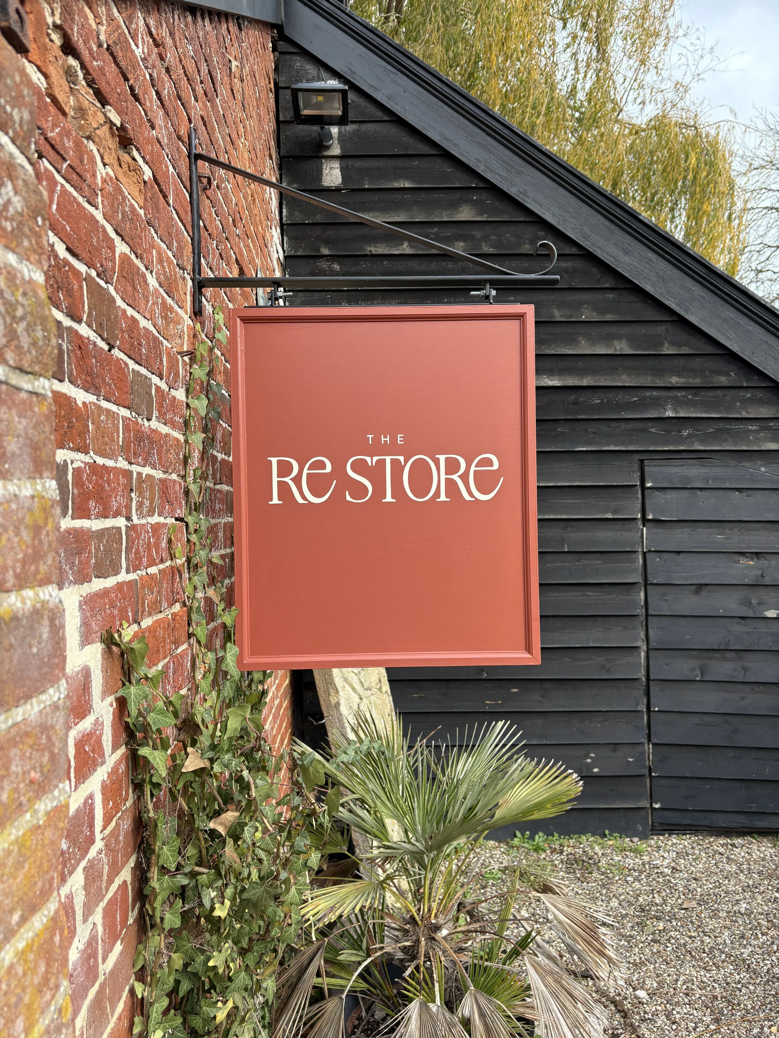 Handmade sign with hand lettering
 The Restore, Restaries, Suffolk UK 