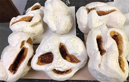 made some giant popcorn to throw through a basketball hoop