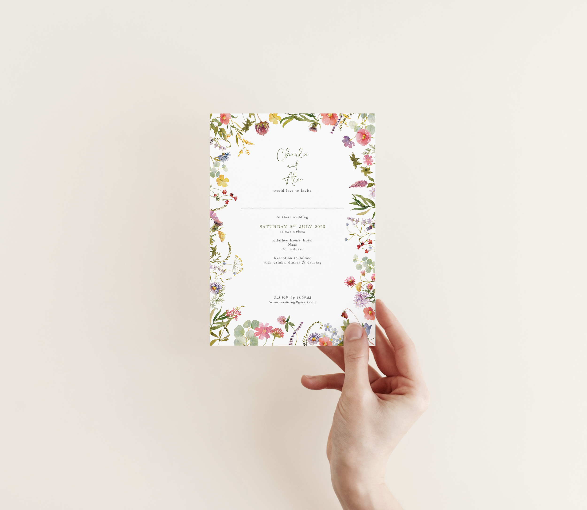 wildflower meadow wedding invitation