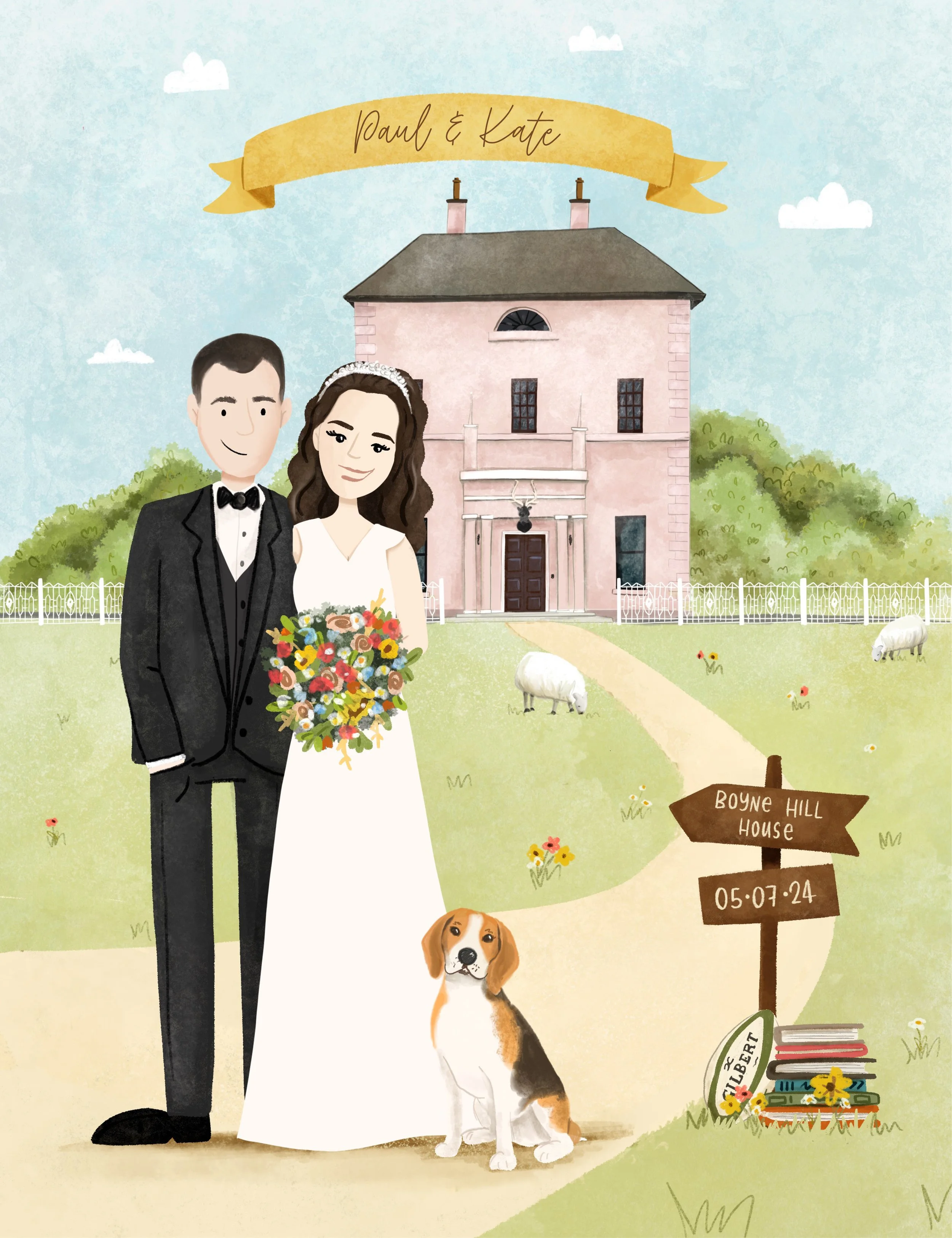 Watercolour wedding illustration portrait and venue stunning wedding trends.jpg