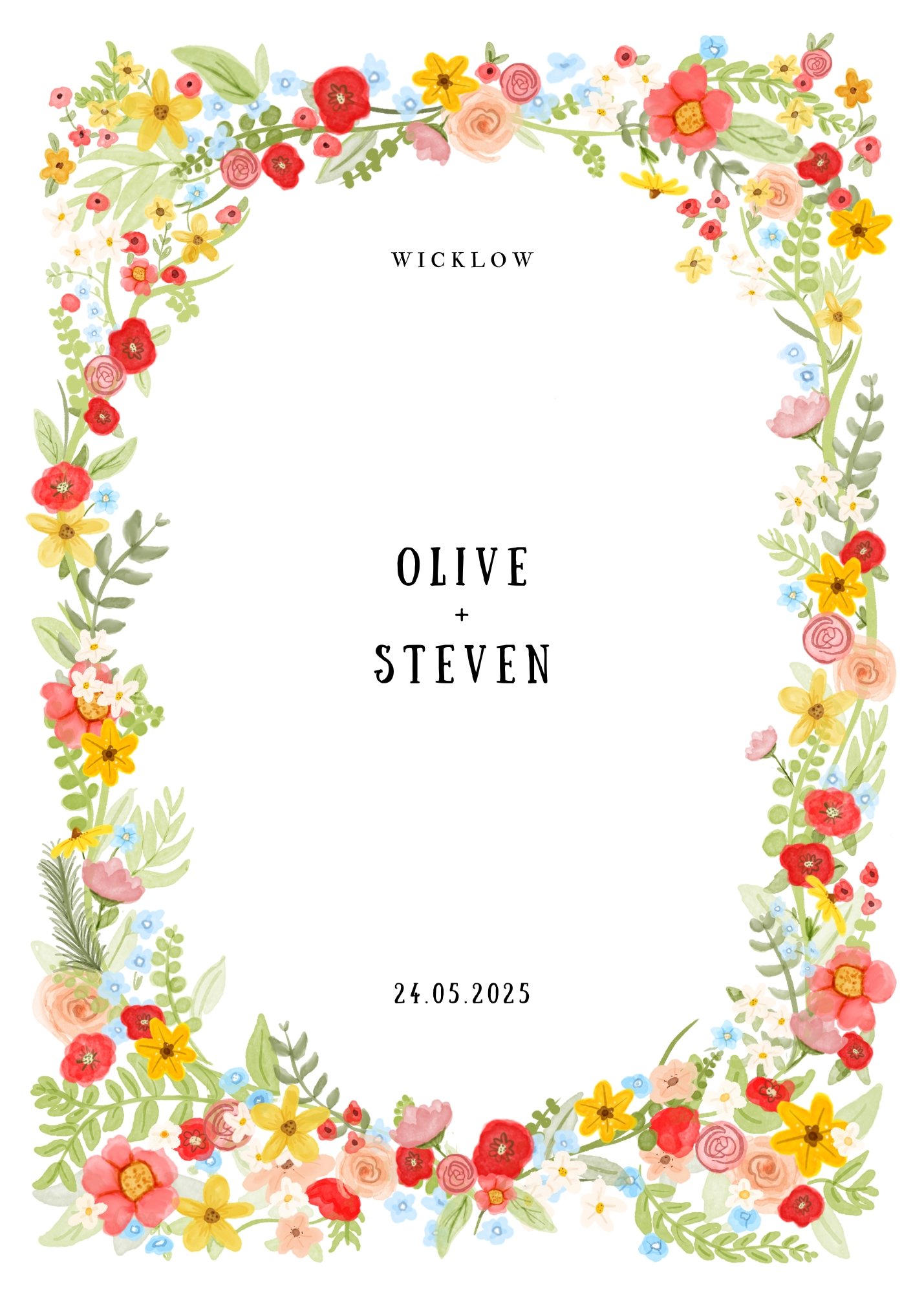 Modern botanical digital wedding evite design