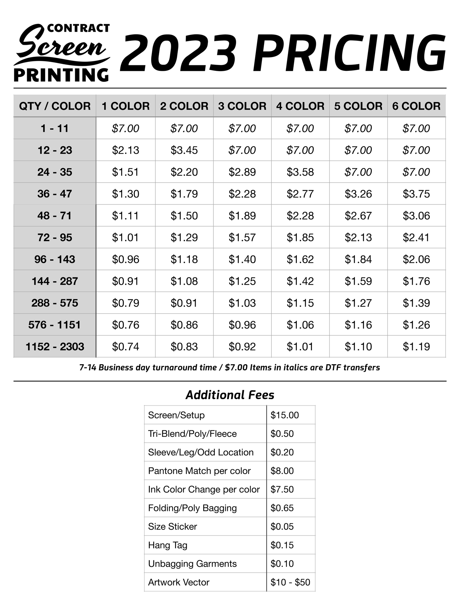 Pricing — Custom Shirt Printing