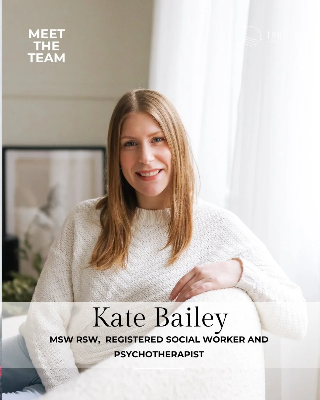 Meet Kate Bailey, MSW RSW.
Kate specializes in trauma and the emotional complexity of the reproductive journey.  She works with women navigating birth trauma, infertility, pregnancy loss, NICU experiences, and the ways that becoming a mother can brin