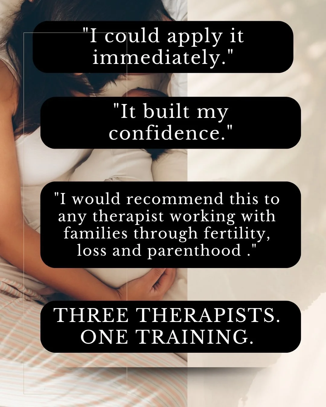 Enrollment for Therapy Essentials for the Reproductive Years is now open. 

If you&rsquo;ve ever felt underprepared sitting with a client through fertility treatment, pregnancy loss, or the postpartum period, this training was built for that gap.

He