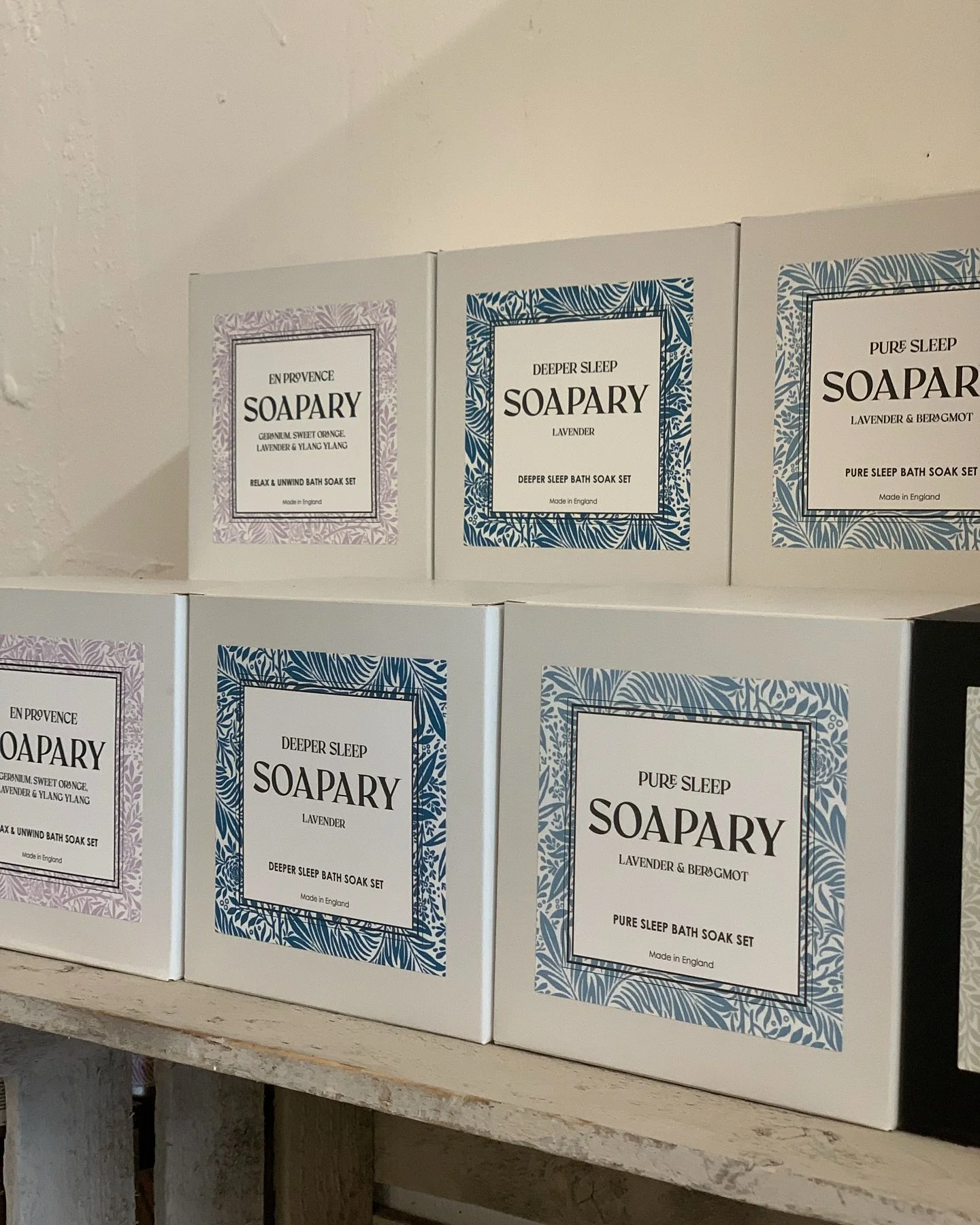 Take a little time out.
Give the gift of sleep, calm and quiet restoration.

Our Bath Soak Sets are the perfect way to unwind &mdash; 300g of sea salts rich in magnesium to ease tired muscles, paired with a 200g tinned candle beautifully loaded with 