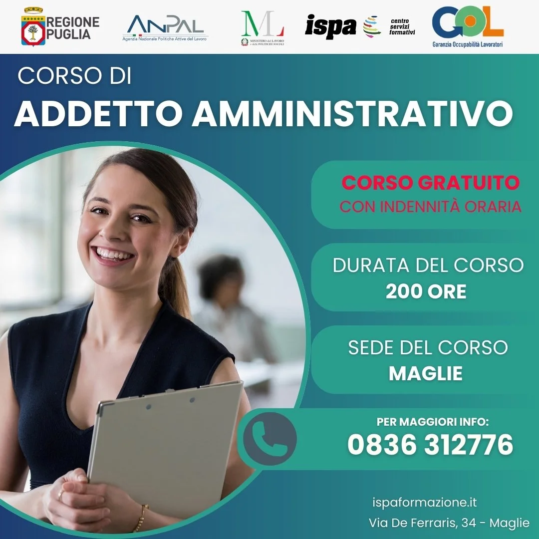 CORSO IN PARTENZA: GOL - Addetto Amministrativo 