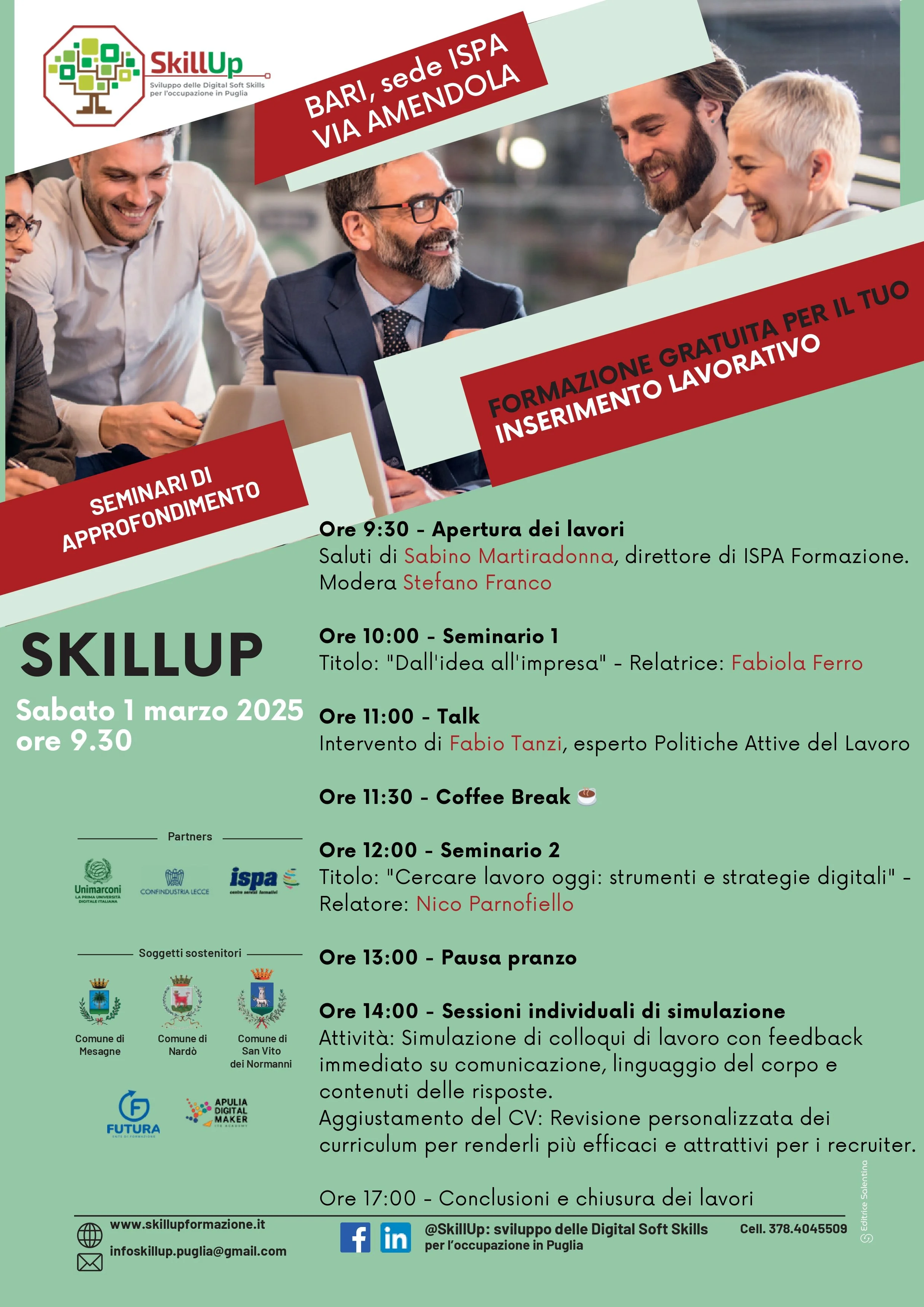 SEMINARIO DI APPROFONDIMENTO SKILLUP A BARI: DIGITAL SOFT SKILLS PER L’OCCUPAZIONE IN PUGLIA