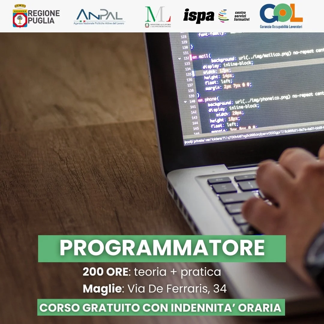 CORSO IN PARTENZA: GOL - Programmatore e Sviluppo Software 