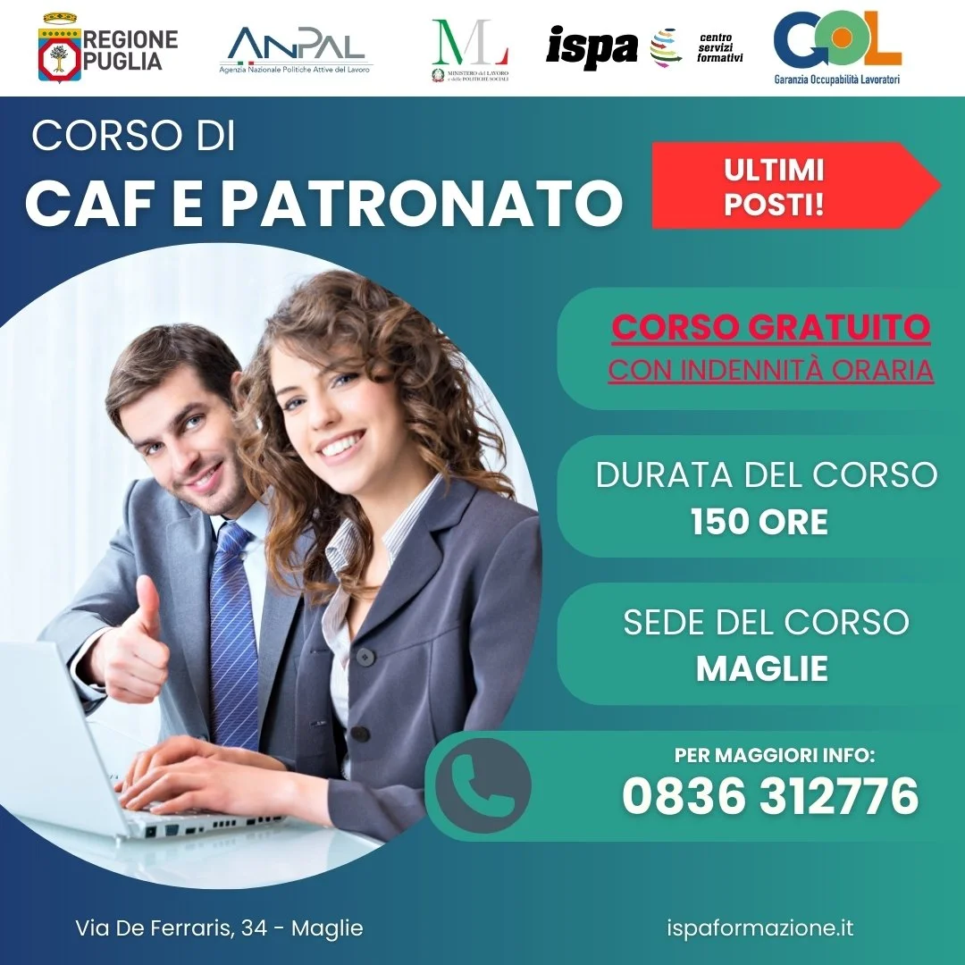 CORSO IN PARTENZA GOL: Gestione di un Centro di Assistenza Fiscale e Patronato