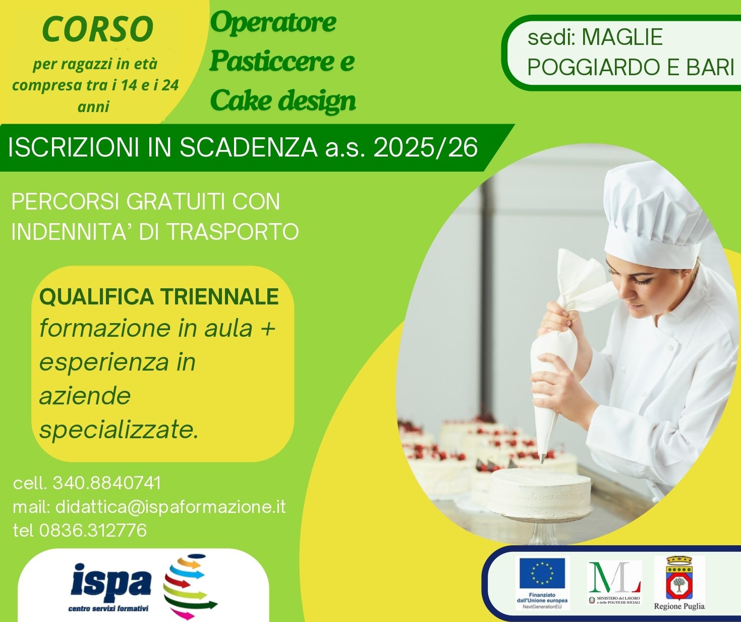 ISCRIZIONI IN SCADENZA: Operatore Pasticcere e Cake Design 