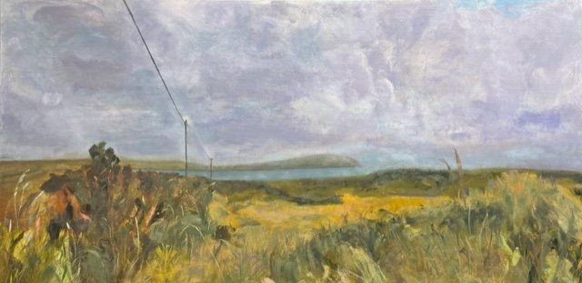 Dingle Landscape (Prussian Blue, Quinacridone Magenta & Indian Yellow)
Oil on Canvas 18x36. $750