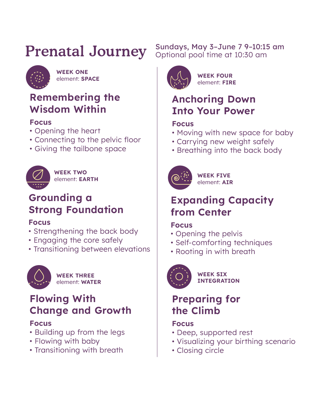 Holistic Postnatal Yoga Workshop Outline