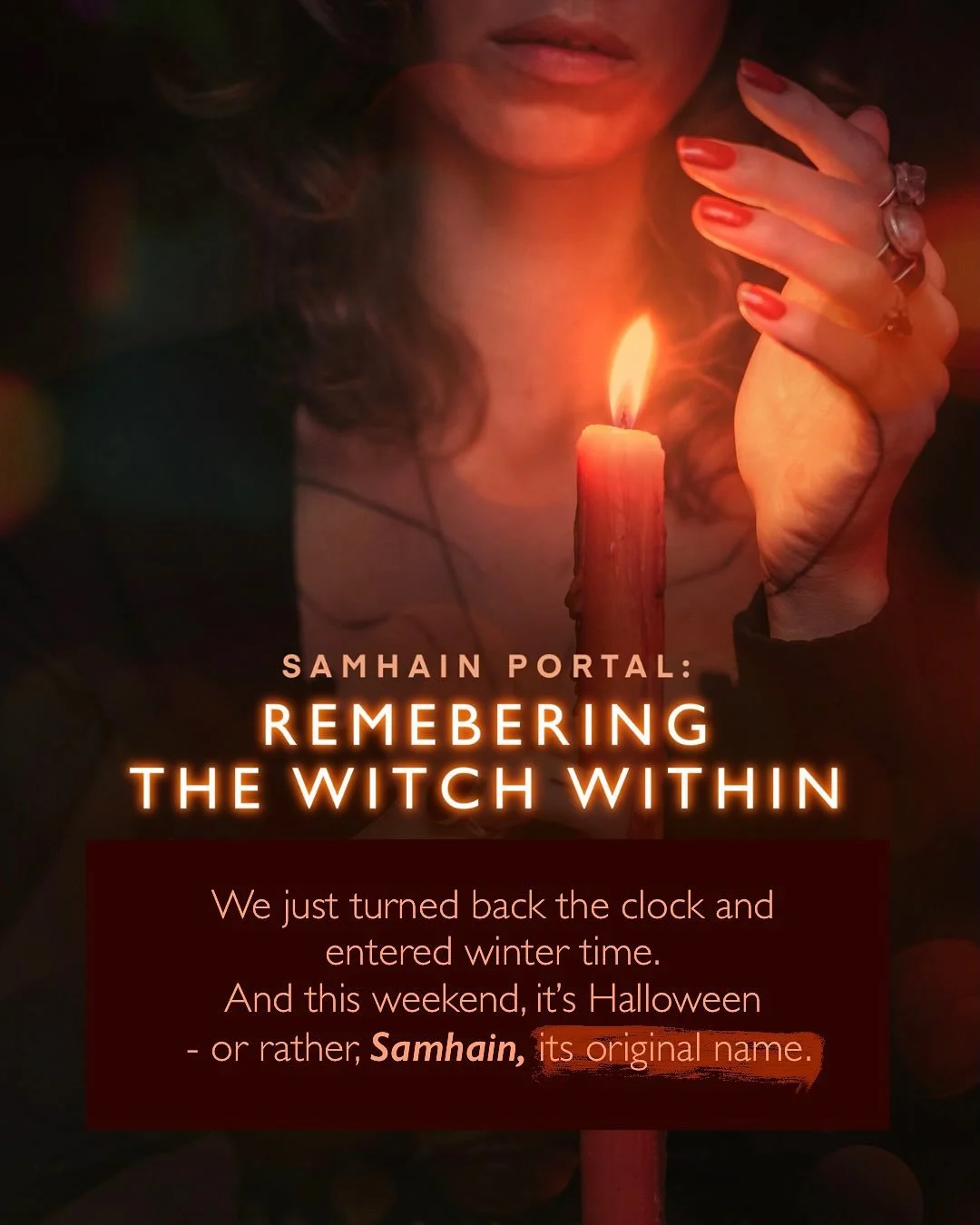 Have you felt the pull of the dark season yet? 🌑
Samhain is here - a time for reflection, remembrance and reconnecting to your ancestors. 🌙

➳ Swipe to explore the season&rsquo;s magic. ✨

Curious about connecting deeper?  Comment WITCH to find out
