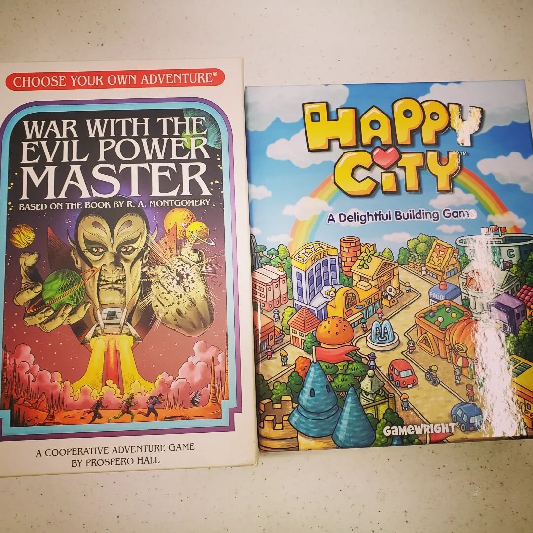 Which would you play? 

We decided on War with the Evil Power Master. Thank you to the @oaklandcountygamers for providing the options at their Day of Games last Saturday!

It was just like one of those choose your own adventure books (which we both l