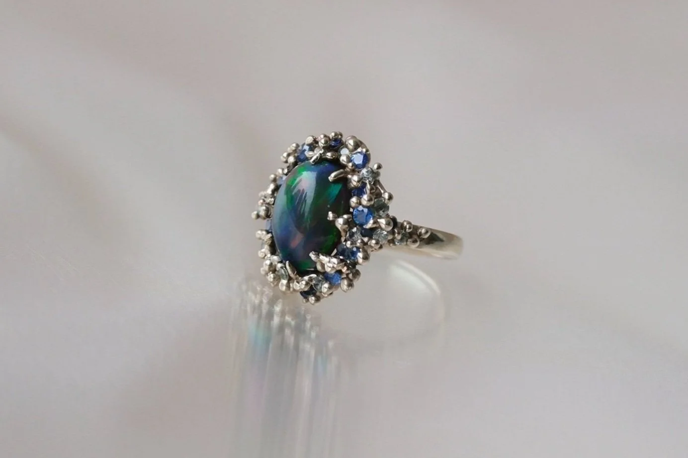 Black Opal Nebula Ring by Belinda Chang