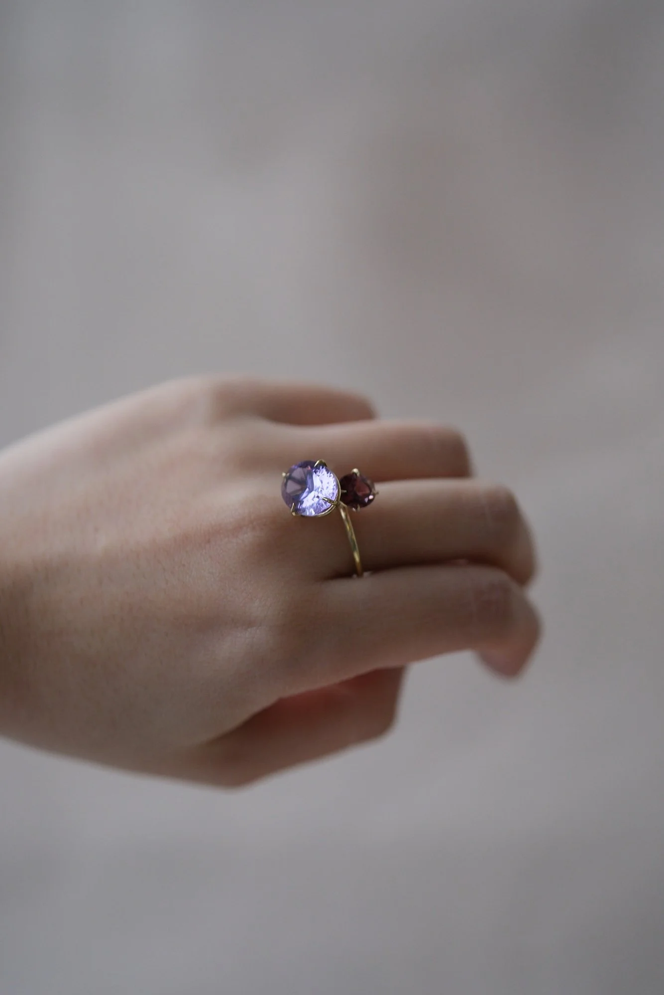 Amethyst and Garnet Pirouette Ring by Belinda Chang 05.jpg