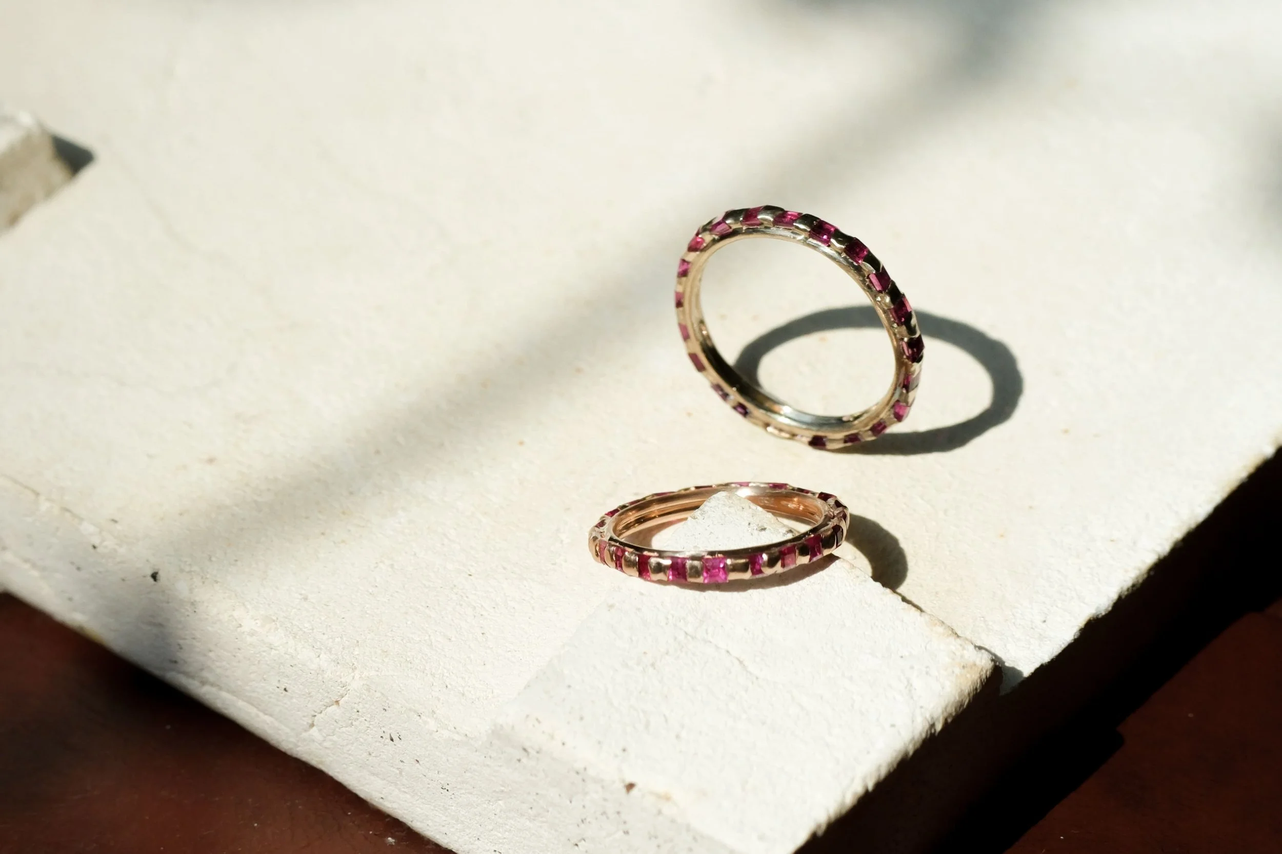 18K White & 18K Rose Gold Eternity Ruby Ring by Belinda Chang5.jpg